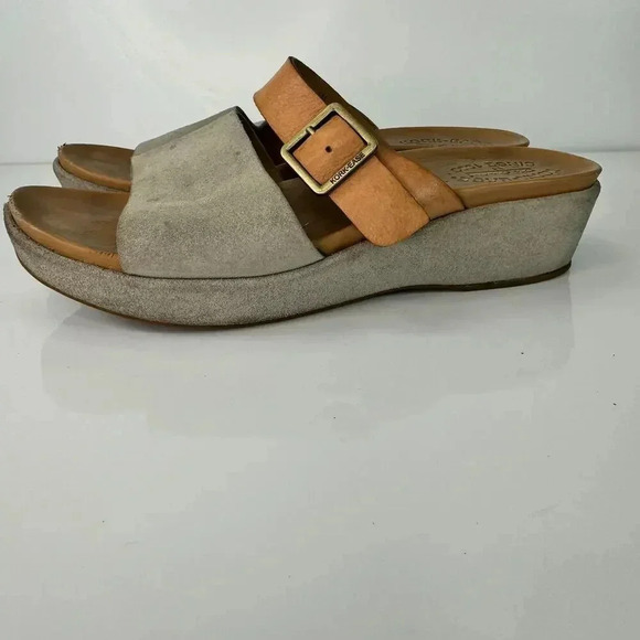 Kork-Ease Bisti Leather Adjustable Buckle Slip On Grey Sandals Size 9M - Picture 2 of 8